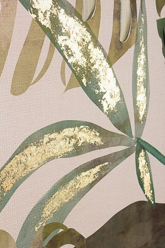 Quadro con foglie verdi e oro