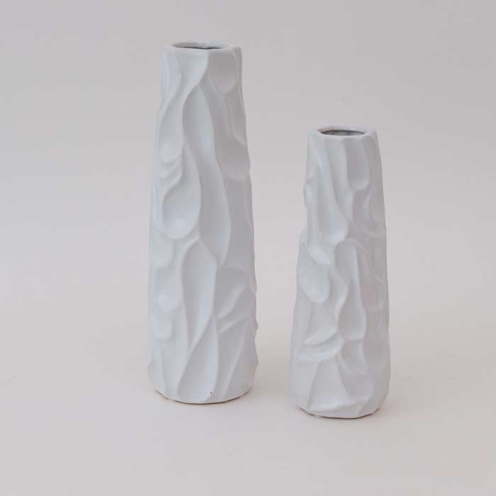 Vaso bianco decoro irregolare H32 cm
