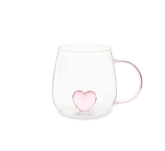 Tazza in vetro con cuore Nuvole di Stoffa