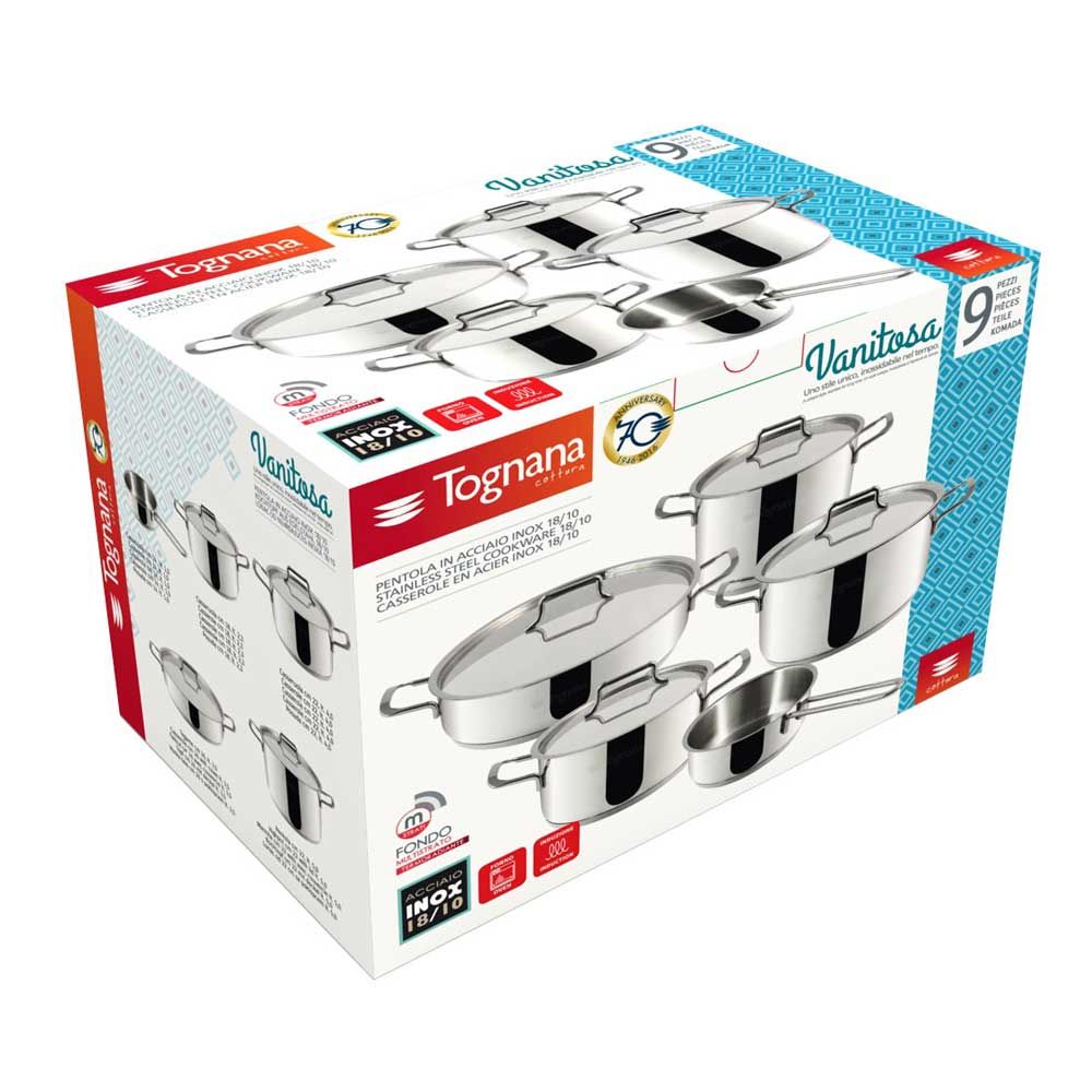 Tognana batteria di pentole acciaio 9 pz Vanitosa