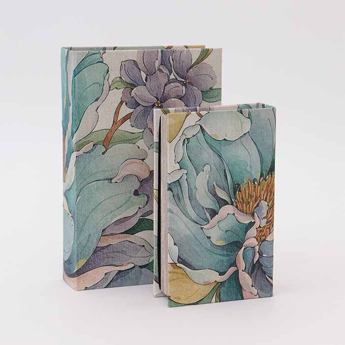 Scatola libro decoro fiori H27 cm