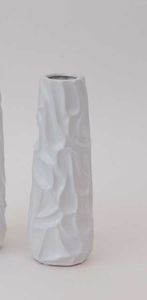 Vaso bianco decoro irregolare H32 cm