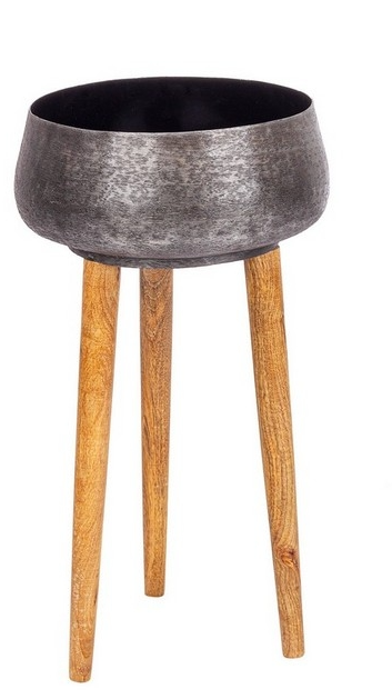 Vaso nero con piedi legno H58 cm