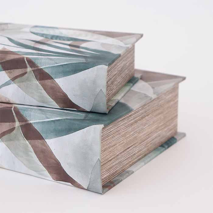 Scatola libro decoro foglie H27 cm
