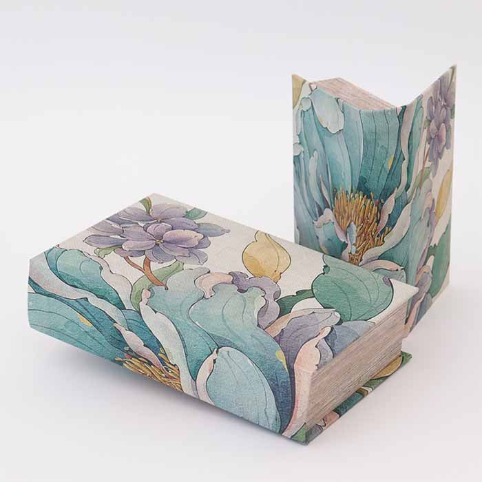 Scatola libro decoro fiori H27 cm