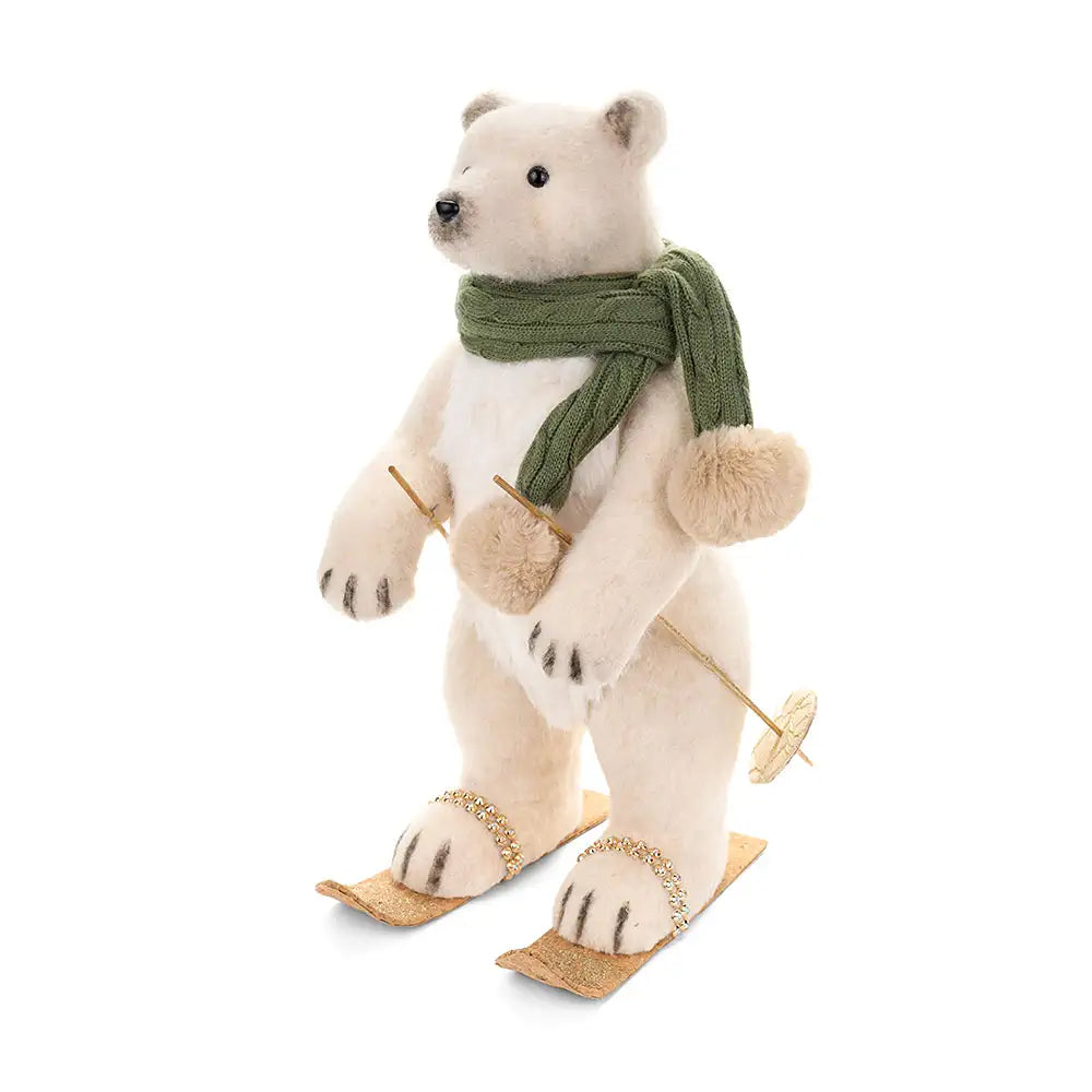 Orso bianco con sci h 53cm Nuvole di Stoffa