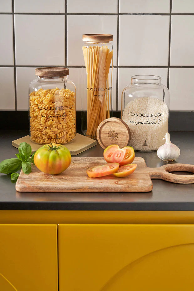Barattolo spaghetti in vetro "I garbati" La Porcellana Bianca