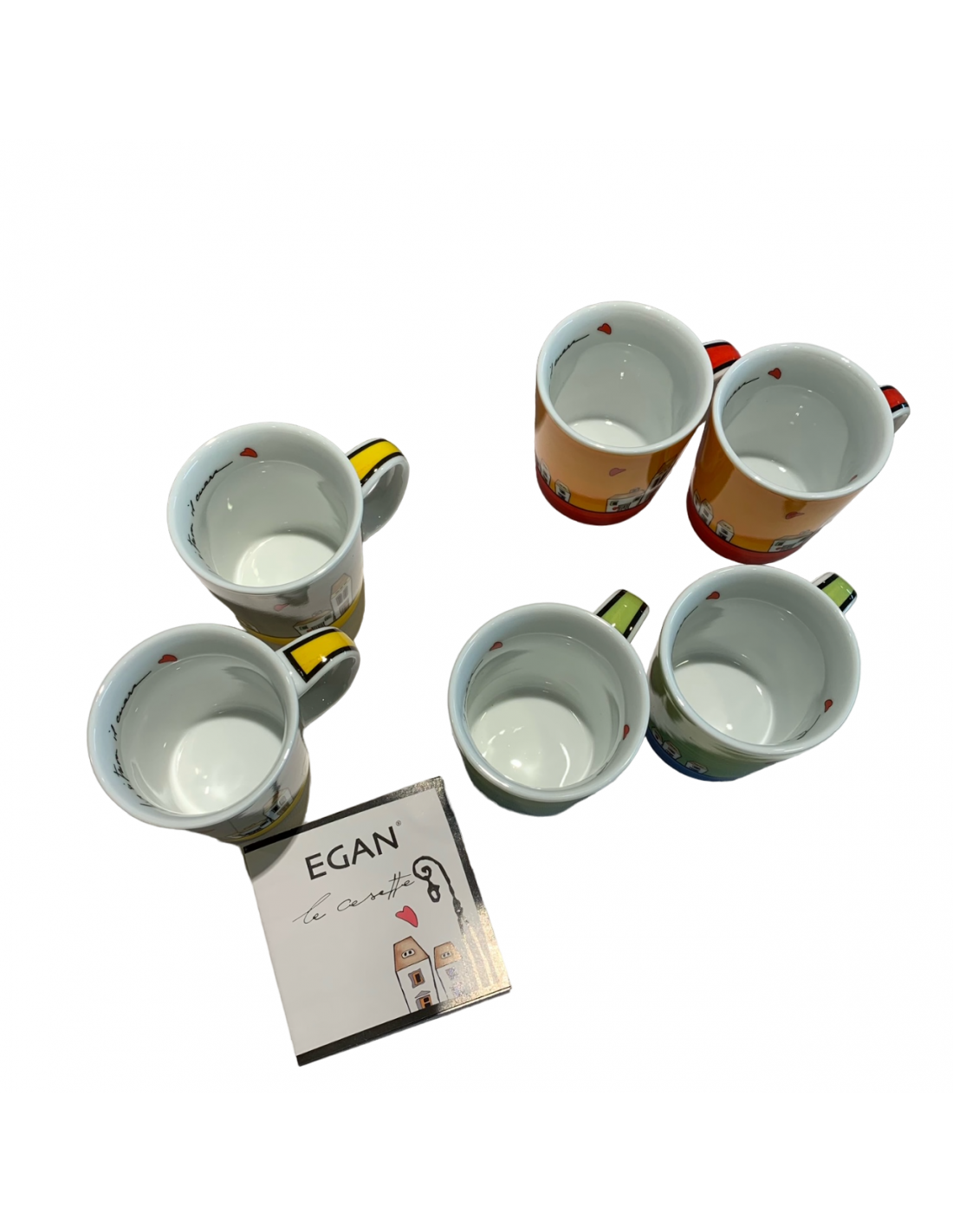 Set 2 tazze caffè con piattino Le casette Egan