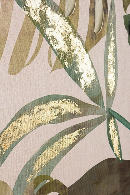 Quadro con foglie verdi e oro