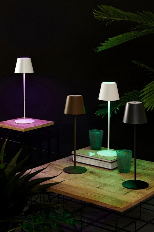 Lampada bianca da tavolo con led multicolor