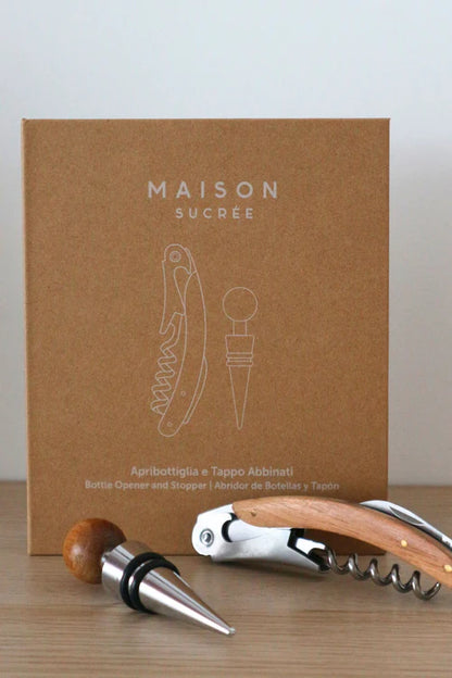 Set vino apribottiglia e tappo Maison sucrèe