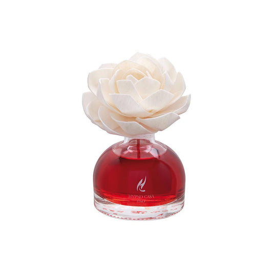 HYPNO CASA Diffusore in vetro con rosa bianca Rosso Divino 100 ml