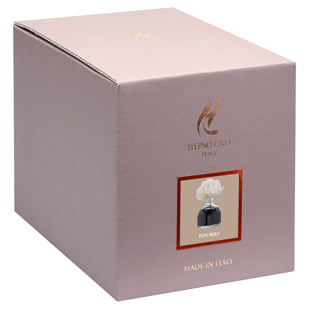 HYPNO CASA Diffusore in vetro con rosa bianca Pepe Nero 100 ml