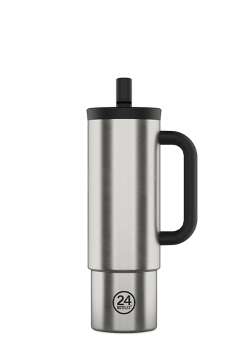 Tazza termica 800 ml Straw Cup "Brushed Steel" 24Bottles