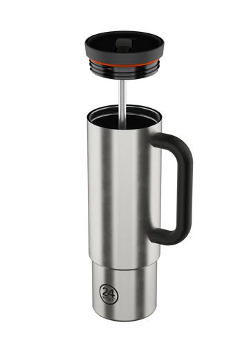 Tazza termica 800 ml Straw Cup "Brushed Steel" 24Bottles