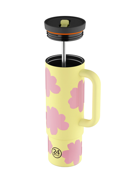 Tazza termica 800 ml Straw Cup "Daydreaming Yellow" 24Bottles