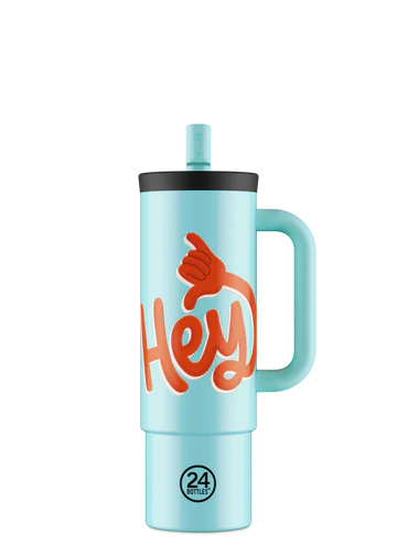 Tazza termica 800 ml Straw Cup "Hey! Blue" 24Bottles