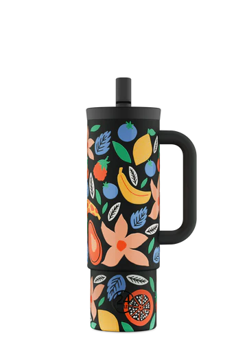 Tazza termica 800 ml Straw Cup "Tropical noir" 24Bottles