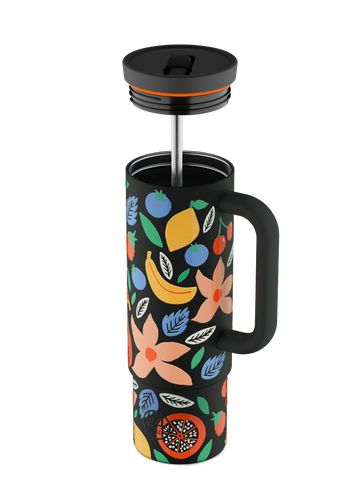 Tazza termica 800 ml Straw Cup "Tropical noir" 24Bottles
