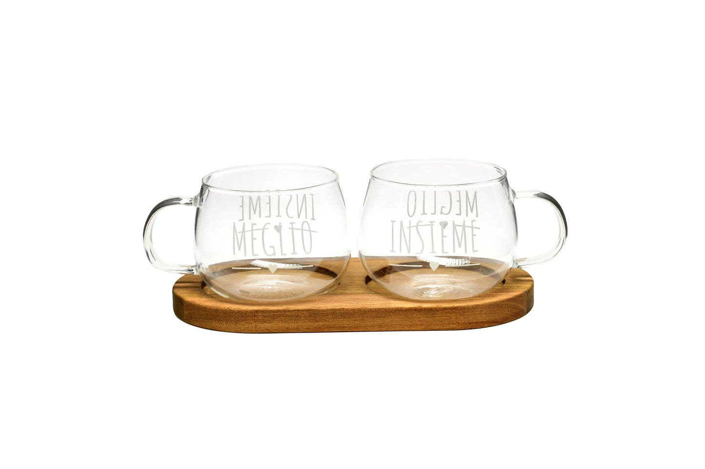 Set 2 tazze in vetro con base in bamboo My home Nuvole di Stoffa