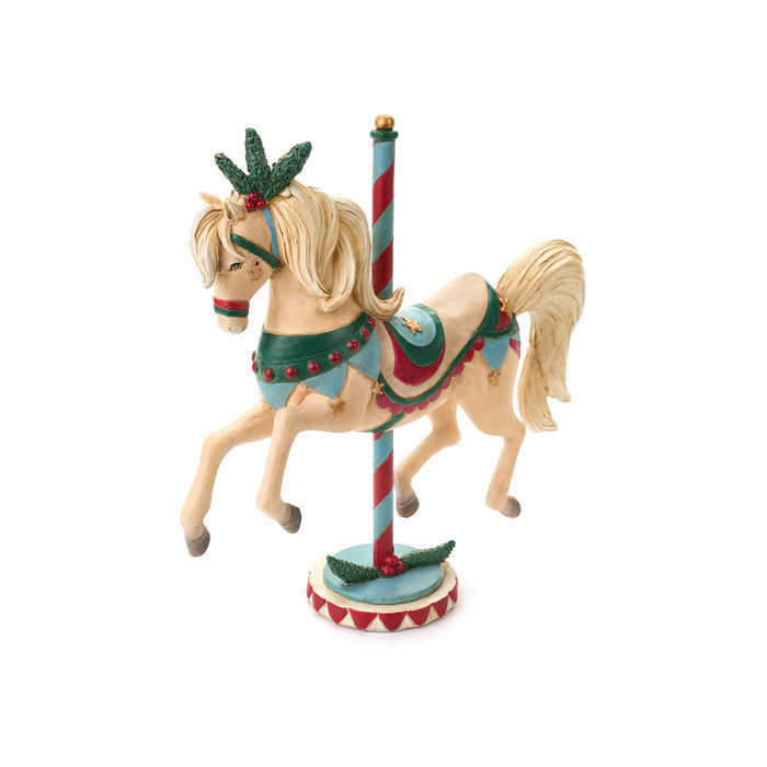 Cavallo in resina 32 cm "La giostra di Amelie" Nuvole di stoffa