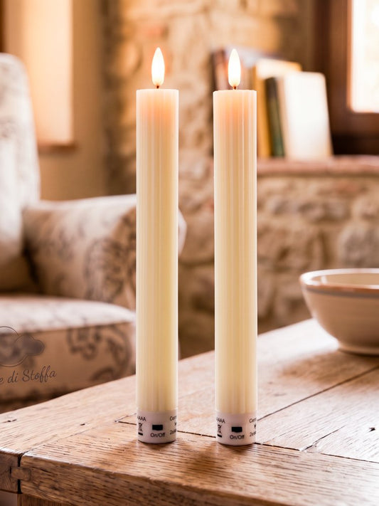 Set 2 candele LED avorio h 22 cm Nuvole di Stoffa