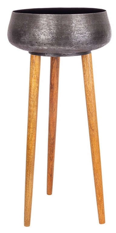 Vaso nero con piedi legno H84 cm