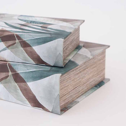 Scatola libro decoro foglie H27 cm