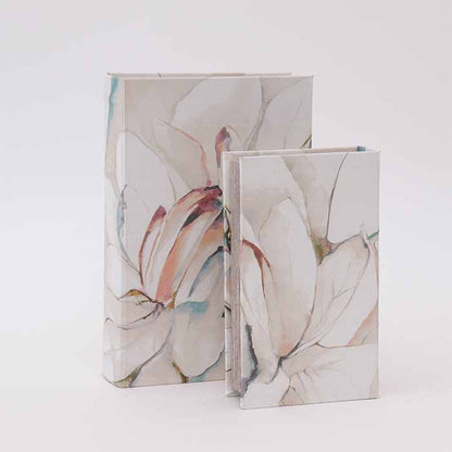 Scatola libro decoro fiori rosa H27 cm