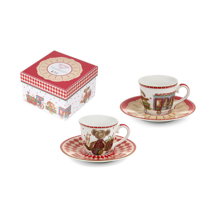 Set 2 tazzine da caffè con piattino Vintage Toys Nuvole di Stoffa