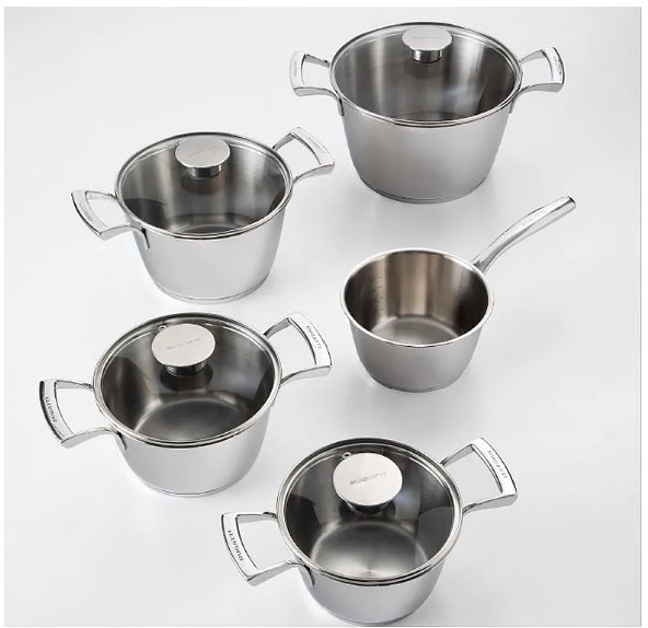 Set 9pz pentole con coperchi Bugatti