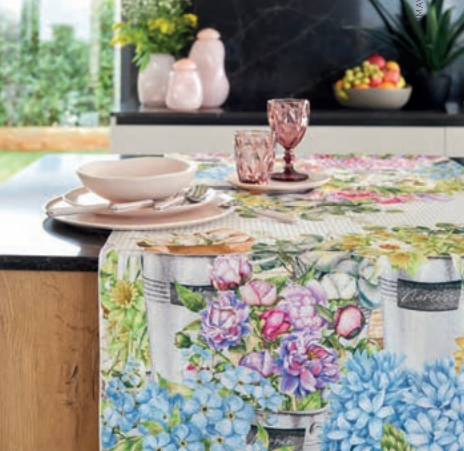 Tovaglia idrorepellente 155x355cm Fiorista Maison Sucree