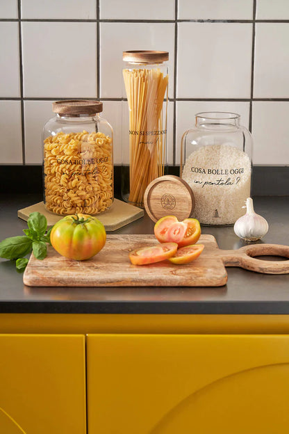 Barattolo spaghetti in vetro "I garbati" La Porcellana Bianca