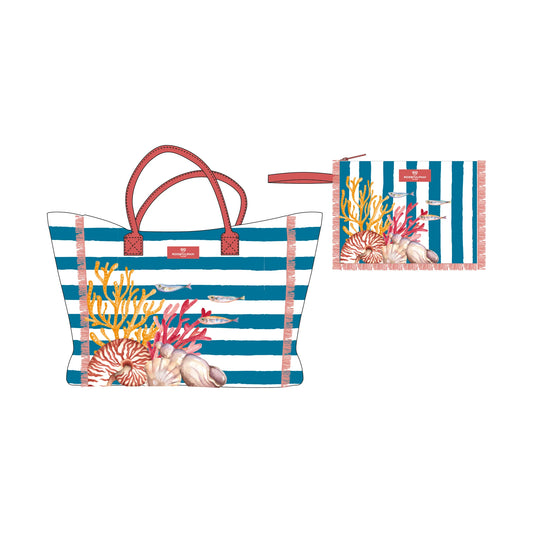 Litorale borsa + pochette Rose e tulipani