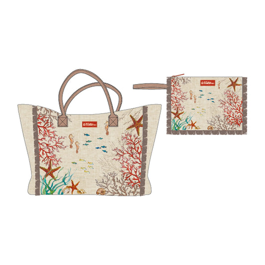 Sealife borsa + pochette Rose e tulipani