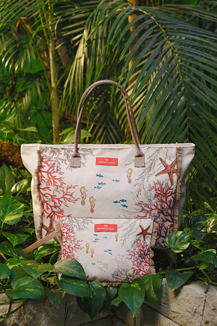 Sealife borsa + pochette Rose e tulipani
