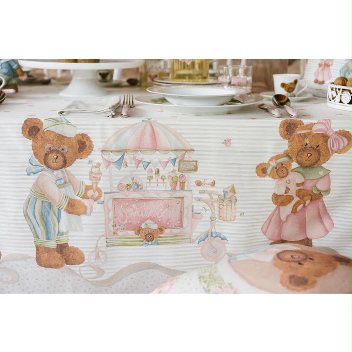 Tovaglia rettangolare 160x200cm "Sweet Bear" Nuvole di Stoffa