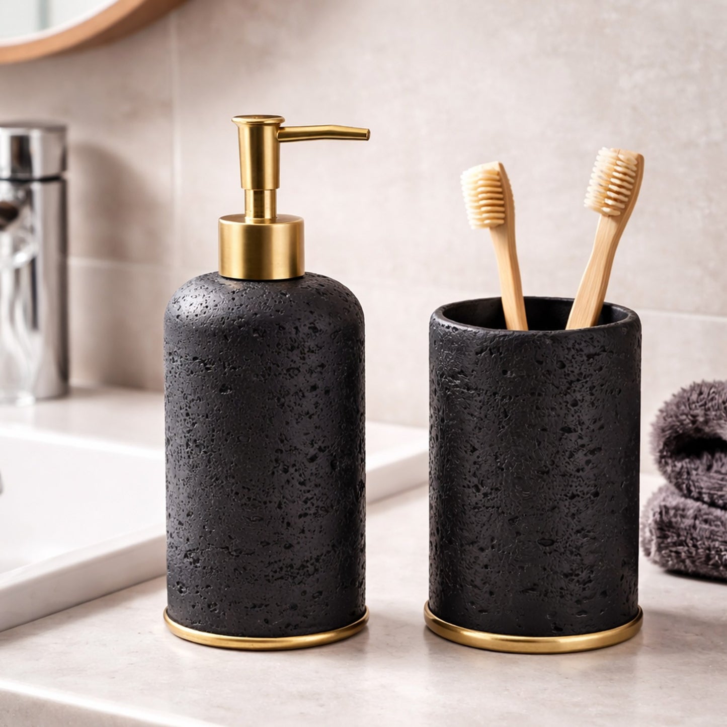 Dispenser + portaspazzolini nero