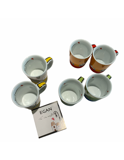 Set 2 tazze caffè con piattino Le casette Egan